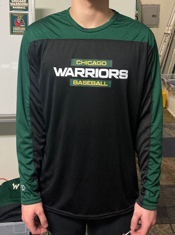 Chicago Warriors two tone long sleeve shirt- Black and Forest Green